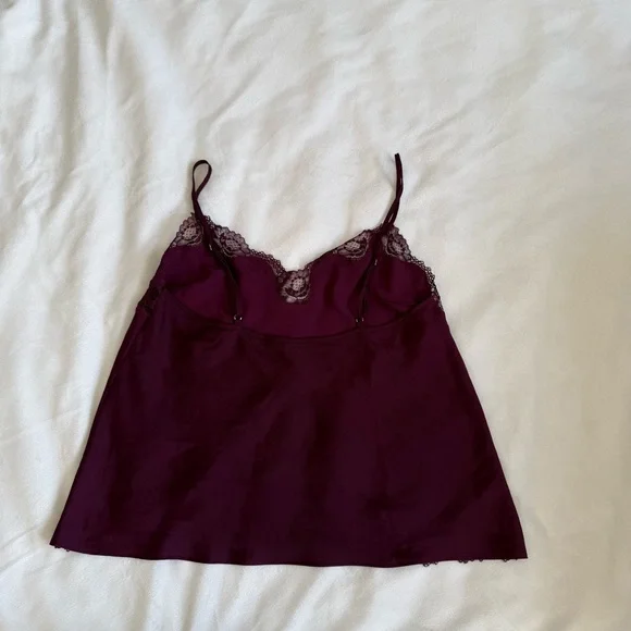 Victoria's Secret Burgundy Lace Trim Pajama Set - Picture 5 of 7